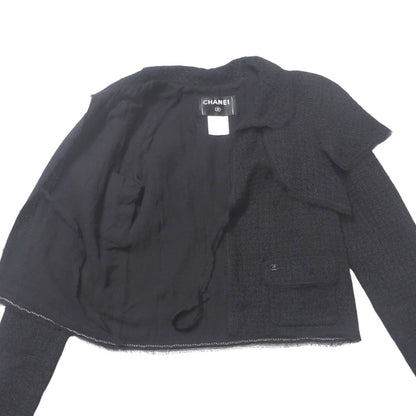 Chanel Jacket P29966 Tweed Black Cruise Women 36