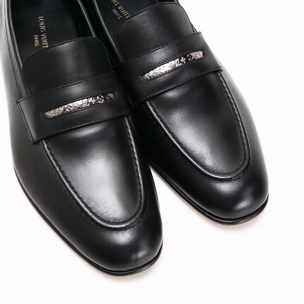 Louis Vuitton Loafers Leather Black Mens 7M