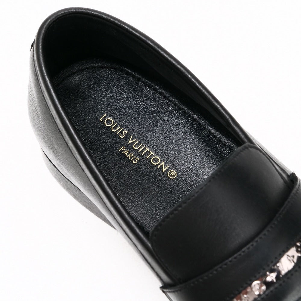 Louis Vuitton Loafers Leather Black Mens 7M