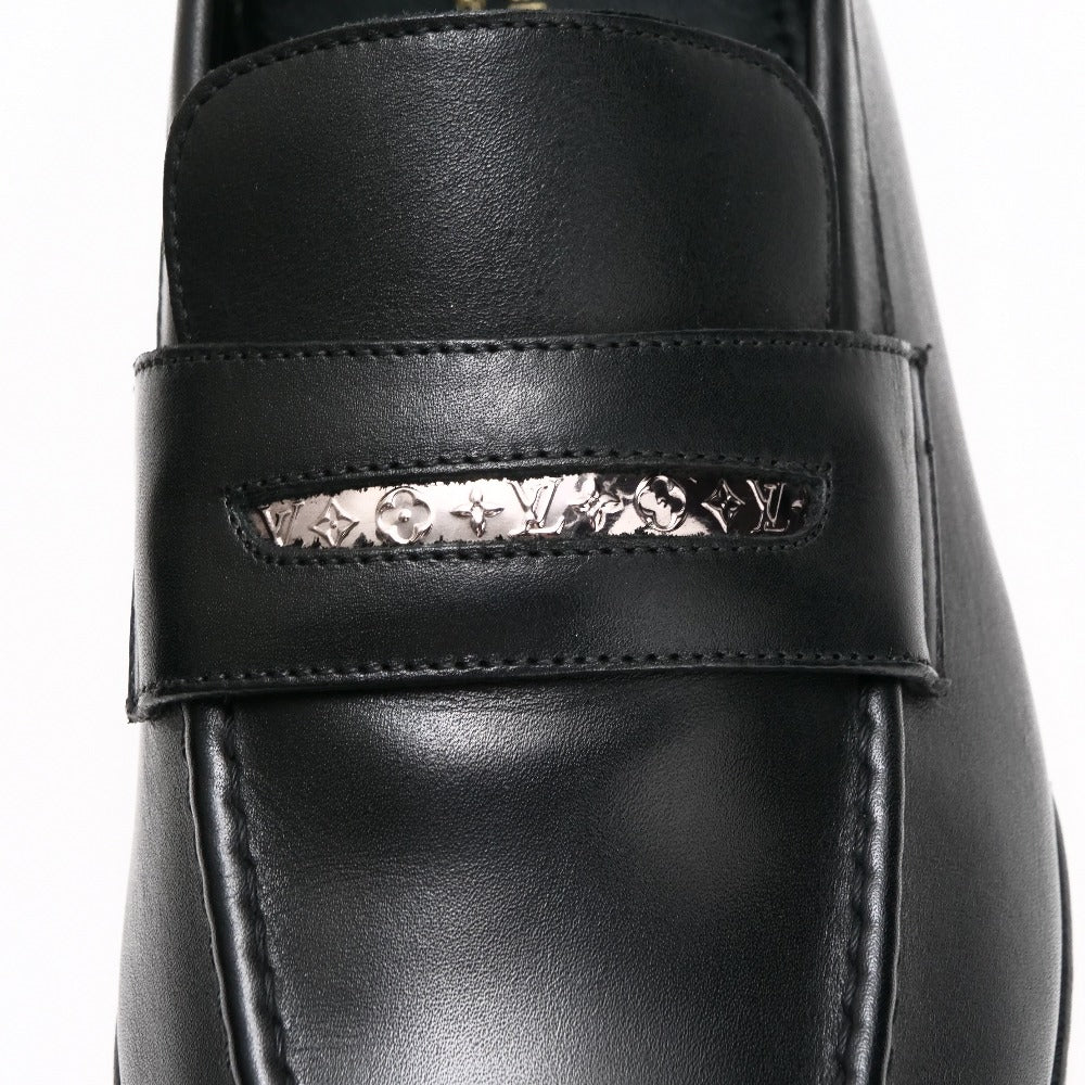 Louis Vuitton Loafers Leather Black Mens 7M
