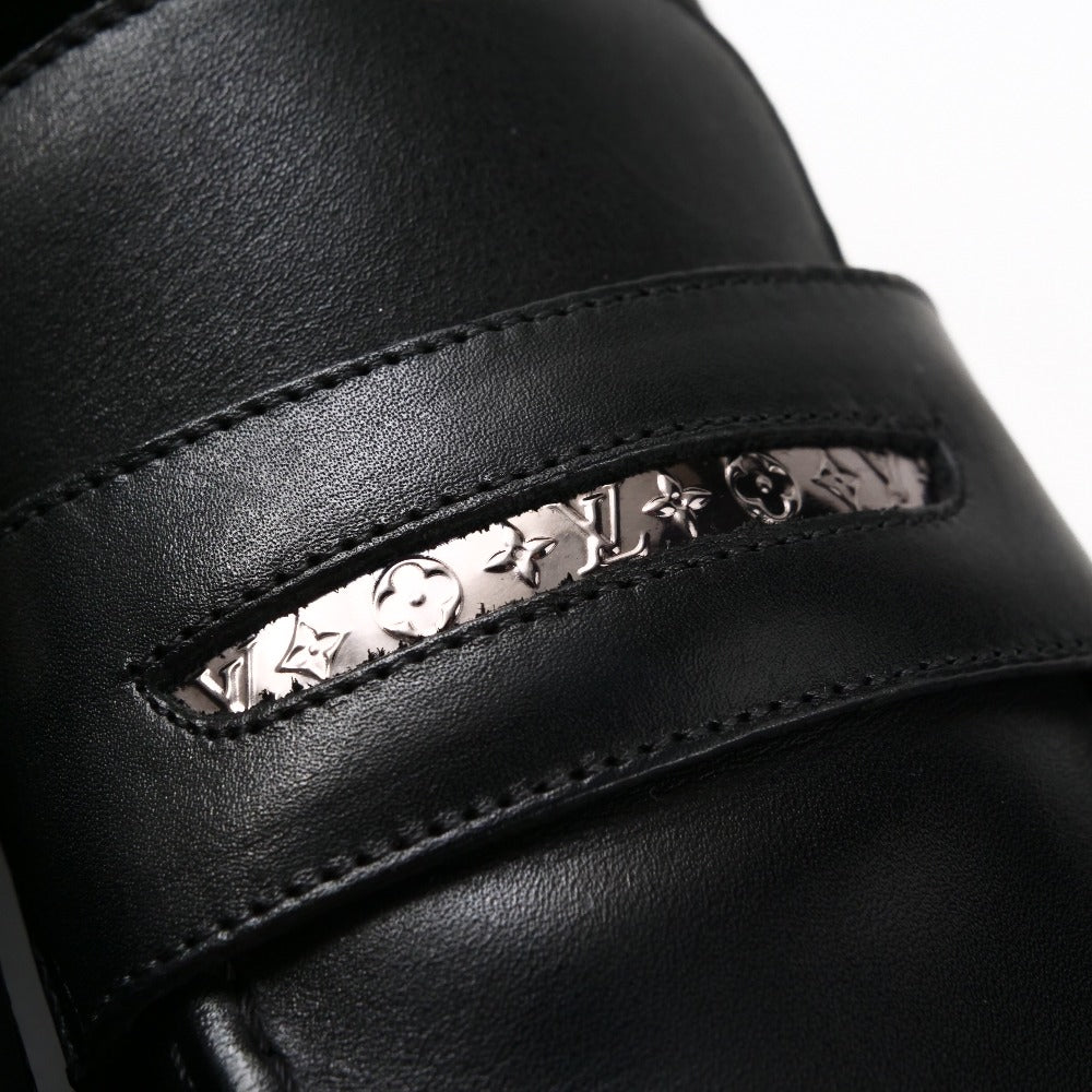 Louis Vuitton Loafers Leather Black Mens 7M