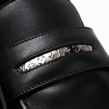 Louis Vuitton Loafers Leather Black Mens 7M