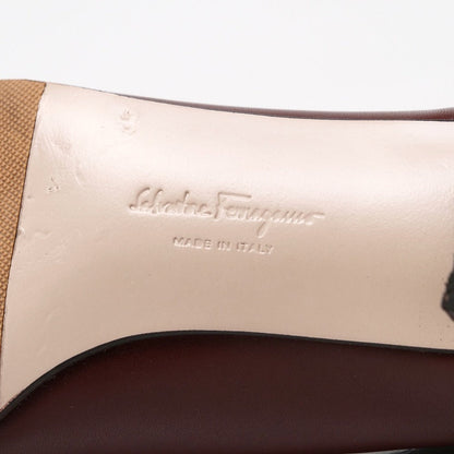 Salvatore Ferragamo Pumps Db98353 Leather Brown Gold Women 6C