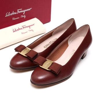 Salvatore Ferragamo Pumps Db98353 Leather Brown Gold Women 6C