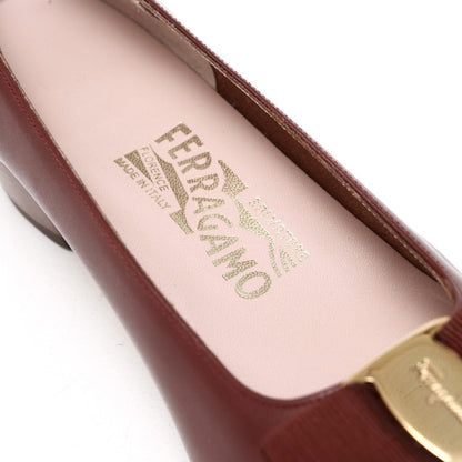 Salvatore Ferragamo Pumps Db98353 Leather Brown Gold Women 6C