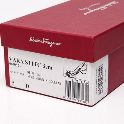 Salvatore Ferragamo Pumps 0630824 Leather Black Gold 5D