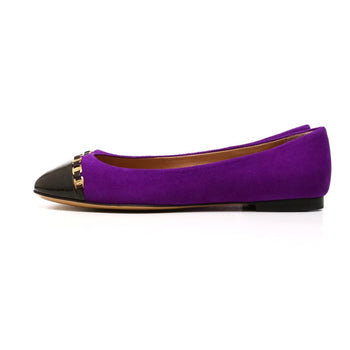 Salvatore Ferragamo Pumps Suede Leather X Patent Leather Purple Gold Metal Women 6M