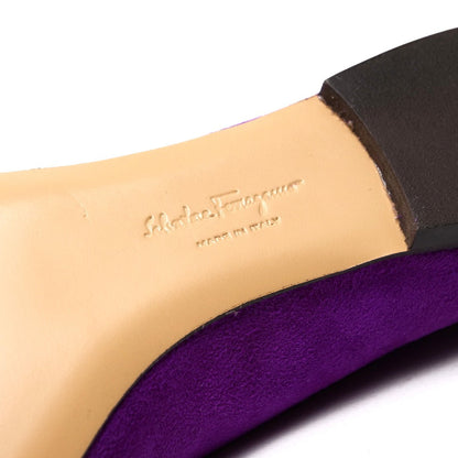 Salvatore Ferragamo Pumps Suede Leather X Patent Leather Purple Gold Metal Women 6M