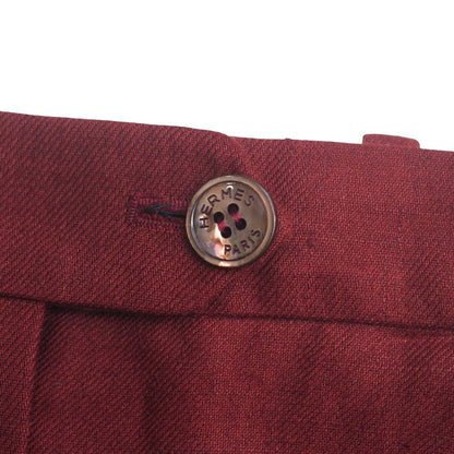 Hermes Pants Hemp Linen Red Type Women 34