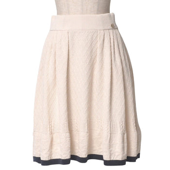 Chanel Skirt P45307K04777 Cotton Beige Pink Women 40