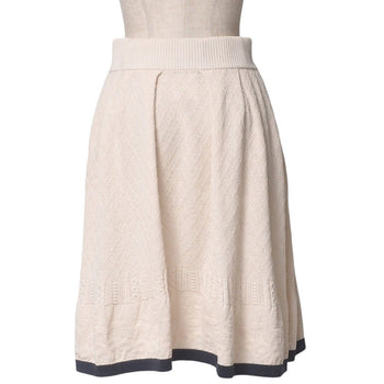 Chanel Skirt P45307K04777 Cotton Beige Pink Women 40