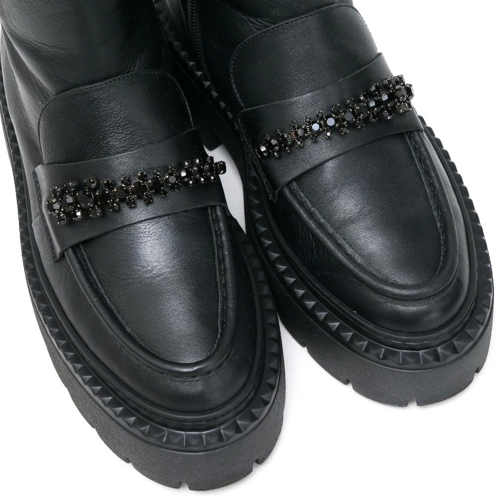 Jimmy Choo Boots Leather Black Type Bryer Women 40