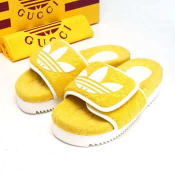 Gucci Sandals Pile Towel Yellow White Women 36