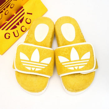 Gucci Sandals Pile Towel Yellow White Women 36