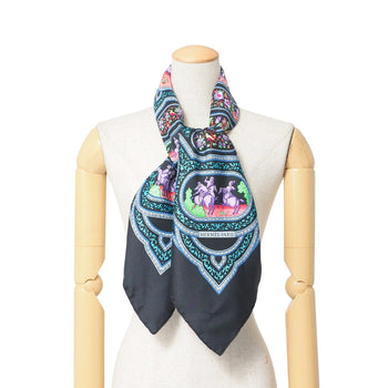 Hermes Scarf Silk Dark Navy Black Multicolor Women