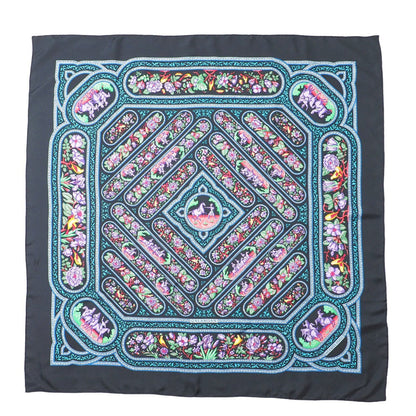 Hermes Scarf Silk Dark Navy Black Multicolor Women