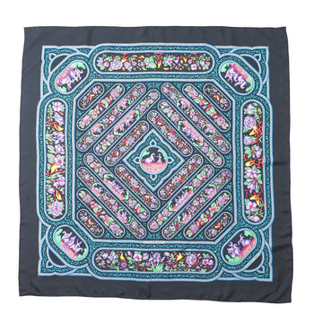 Hermes Scarf Silk Dark Navy Black Multicolor Women