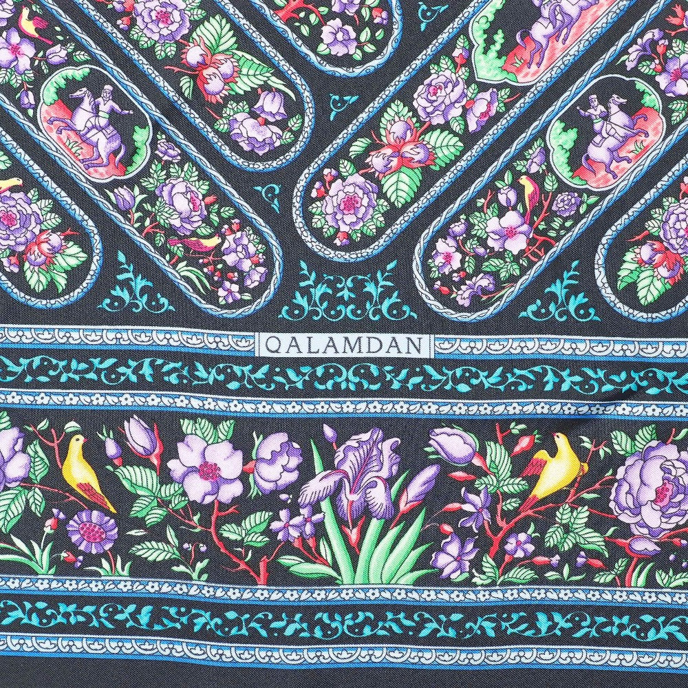 Hermes Scarf Silk Dark Navy Black Multicolor Women