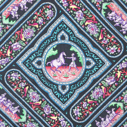 Hermes Scarf Silk Dark Navy Black Multicolor Women