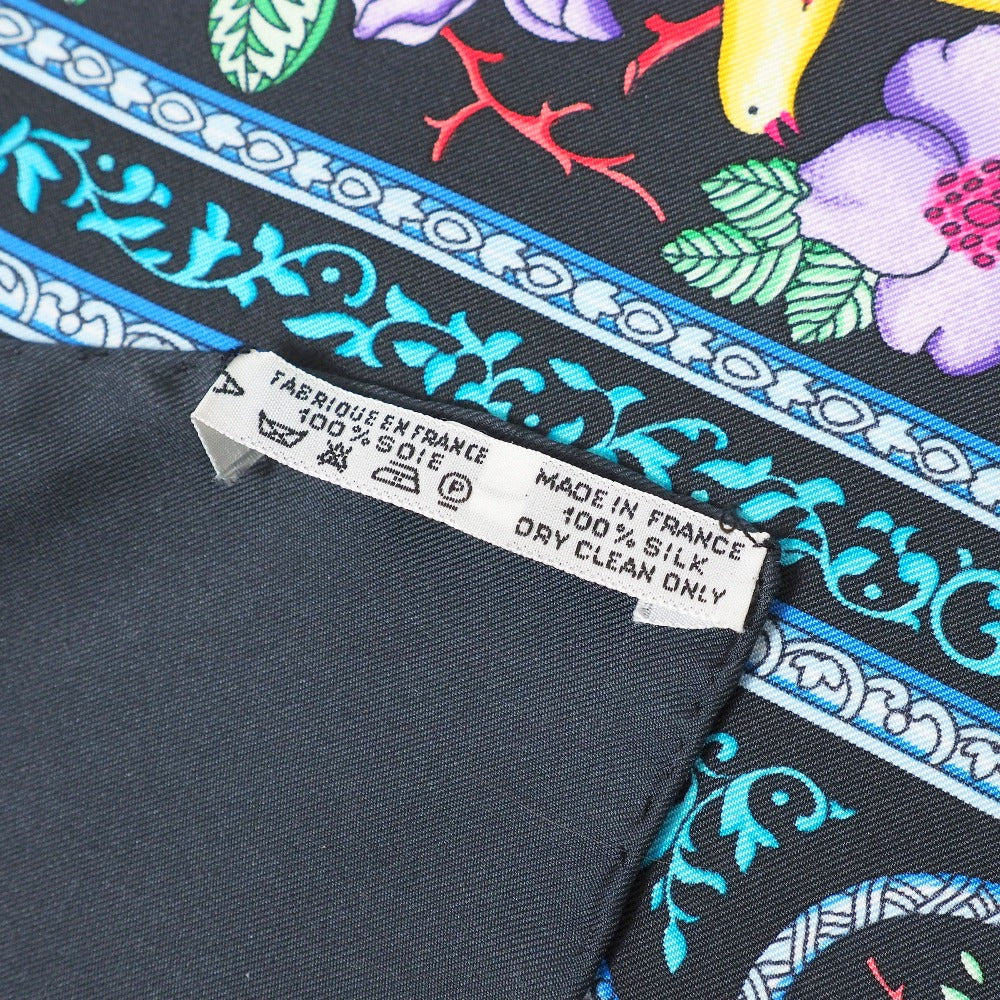 Hermes Scarf Silk Dark Navy Black Multicolor Women