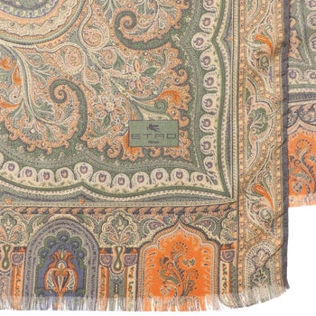 Etro Stall Wool 70% Silk 30% Green Beige Navy Brown Type Women