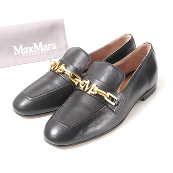 Max Mara Loafers Leather Black Gold Women 36