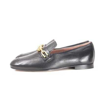 Max Mara Loafers Leather Black Gold Women 36