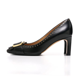 Salvatore Ferragamo Pumps Zx10444 70 Leather Black Gold Women 4 1/2 C