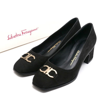 Salvatore Ferragamo Pumps Nubuck Leather Black Women 4D
