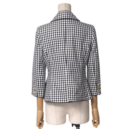 Burberry Blue Label Tailored Jacket 100% Cotton Black X White Fcf28-701-09 Women 38