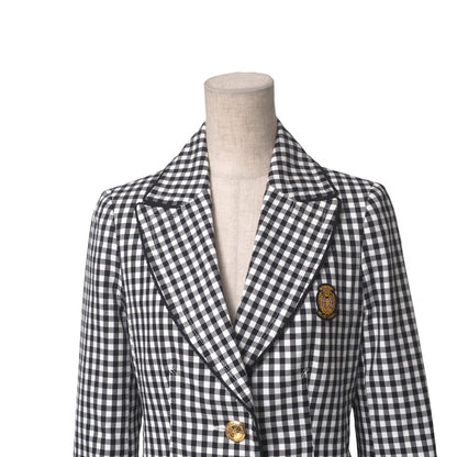 Burberry Blue Label Tailored Jacket 100% Cotton Black X White Fcf28-701-09 Women 38