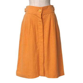 Hermes Skirt Hemp Linen Orange Women 40