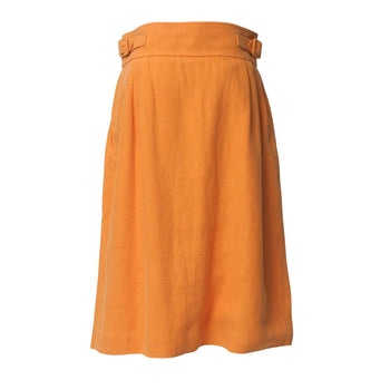 Hermes Skirt Hemp Linen Orange Women 40