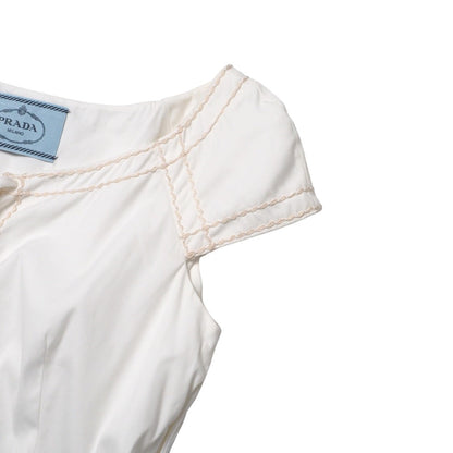 Prada One Piece 78% Cotton, 17% Nylon, 5% Elastane White/Stitch