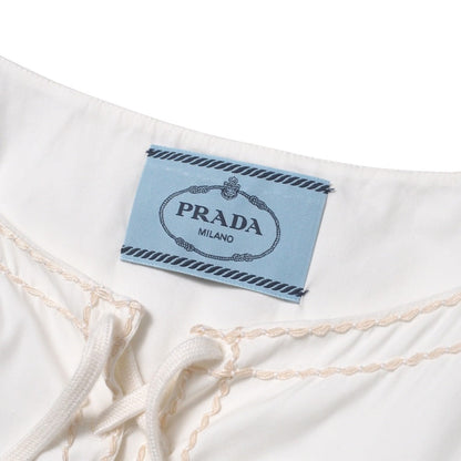 Prada One Piece 78% Cotton, 17% Nylon, 5% Elastane White/Stitch