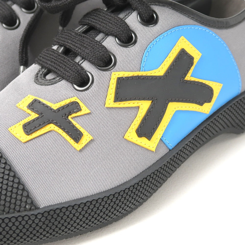Prada Sneakers Leather Grey Black Yellow Blue 2Eg176 Women 5 1/2