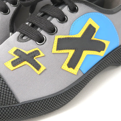 Prada Sneakers Leather Grey Black Yellow Blue 2Eg176 Women 5 1/2