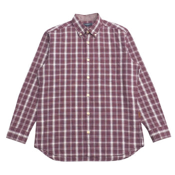 Burberry Long Sleeve Shirt Cotton Wine Red Type White A1M68-424-19 Mens M