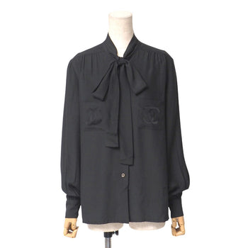 Chanel Blouse Silk Black D-Tk-9064 Women 42