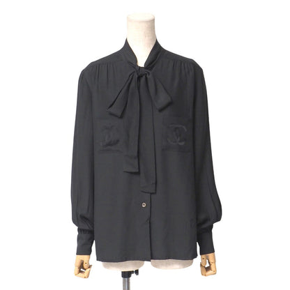 Chanel Blouse Silk Black D-Tk-9064 Women 42