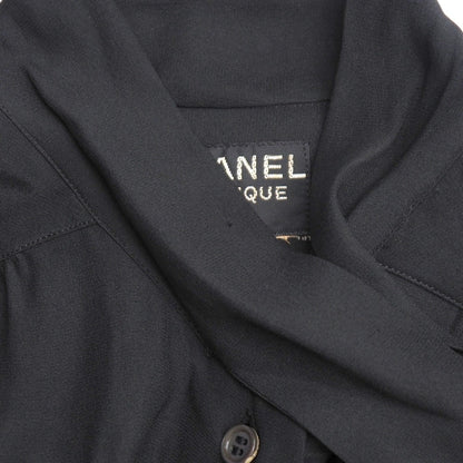 Chanel Blouse Silk Black D-Tk-9064 Women 42