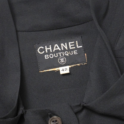 Chanel Blouse Silk Black D-Tk-9064 Women 42