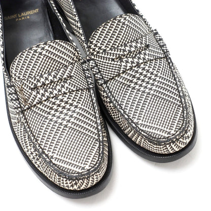Saint Laurent Paris Loafers Smooth Rubbed White Black Mens 40