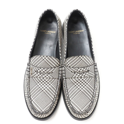 Saint Laurent Paris Loafers Smooth Rubbed White Black Mens 40