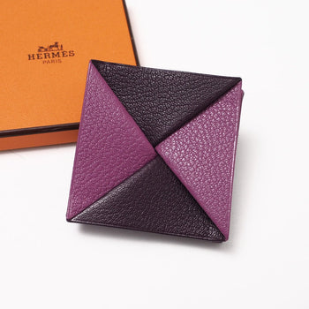 Hermes Coin Case Genuine Leather Purple Unisex