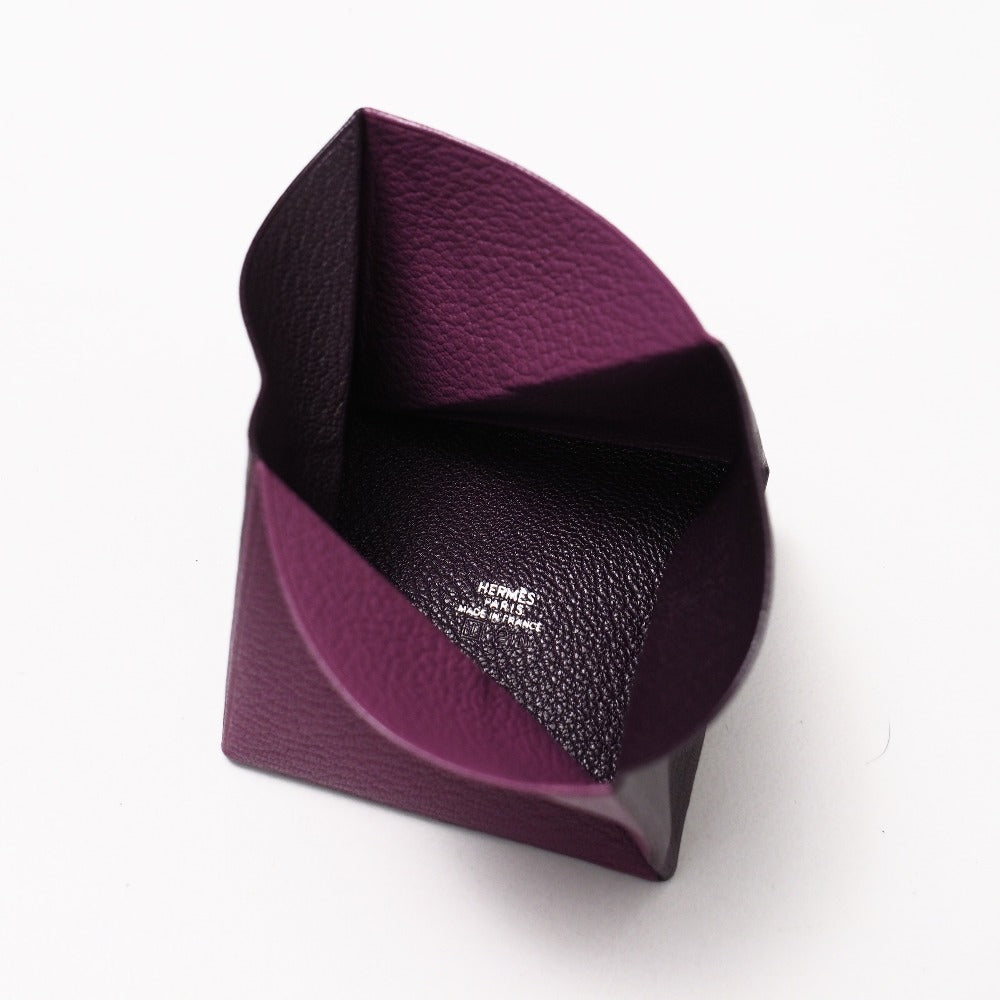 Hermes Coin Case Genuine Leather Purple Unisex
