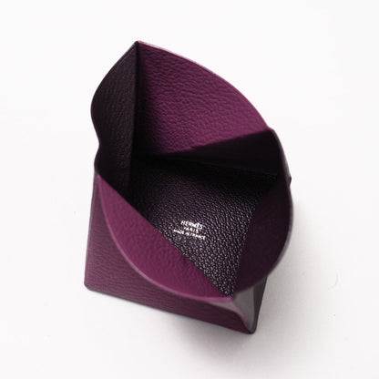 Hermes Coin Case Genuine Leather Purple Unisex