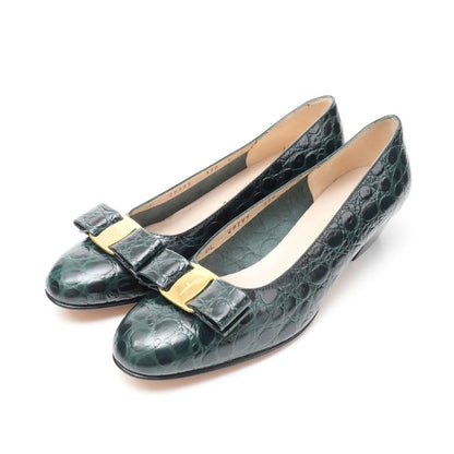 Salvatore Ferragamo Pumps Leather Green Type Black 29799 Women 7 C