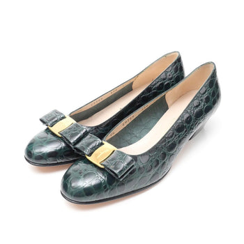 Salvatore Ferragamo Pumps Leather Green Type Black 29799 Women 7 C