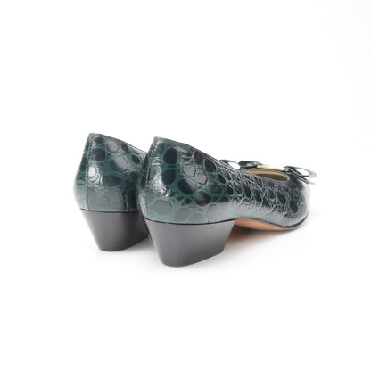Salvatore Ferragamo Pumps Leather Green Type Black 29799 Women 7 C